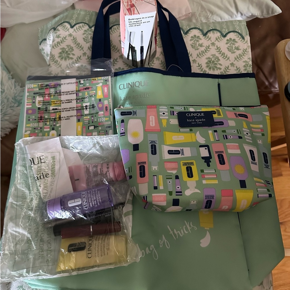Clinique Kate Spade Limited Edition Tote, Cosmetic Bag, And Accessories